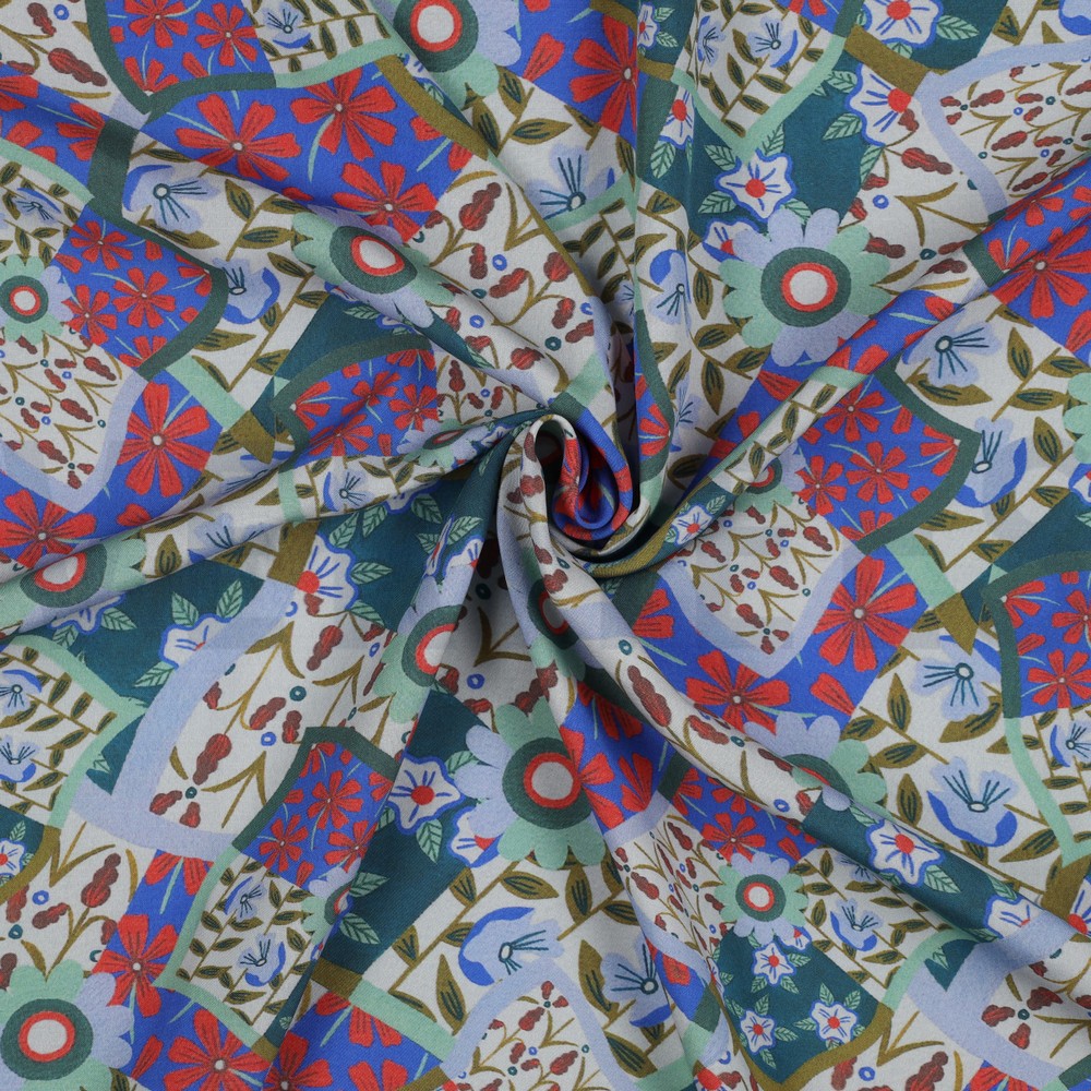VISCOSE RADIANCE DIGITAAL BLOEMEN BLAUW #7