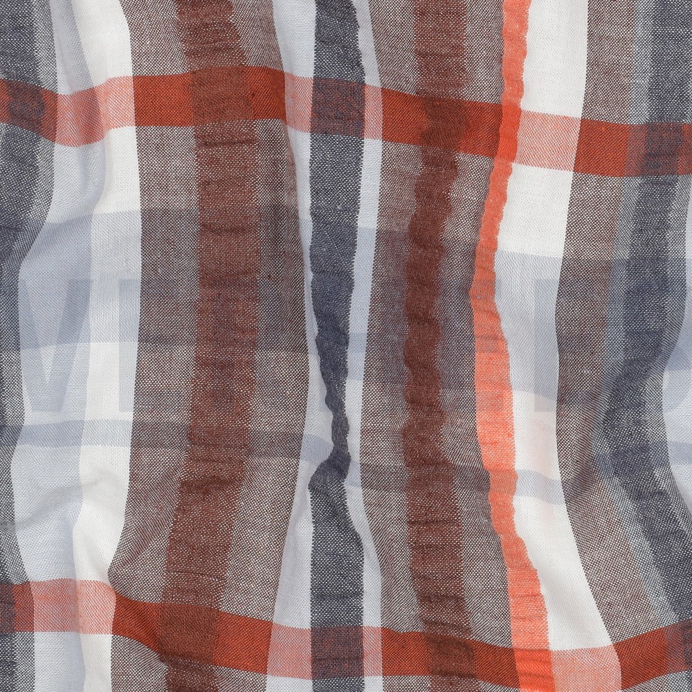 COTTON SEERSUCKER YARN DYED CHECKS BLUE #7