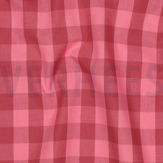 COTTON YARN DYED CHECKS MAUVE/ BURGUNDY #7