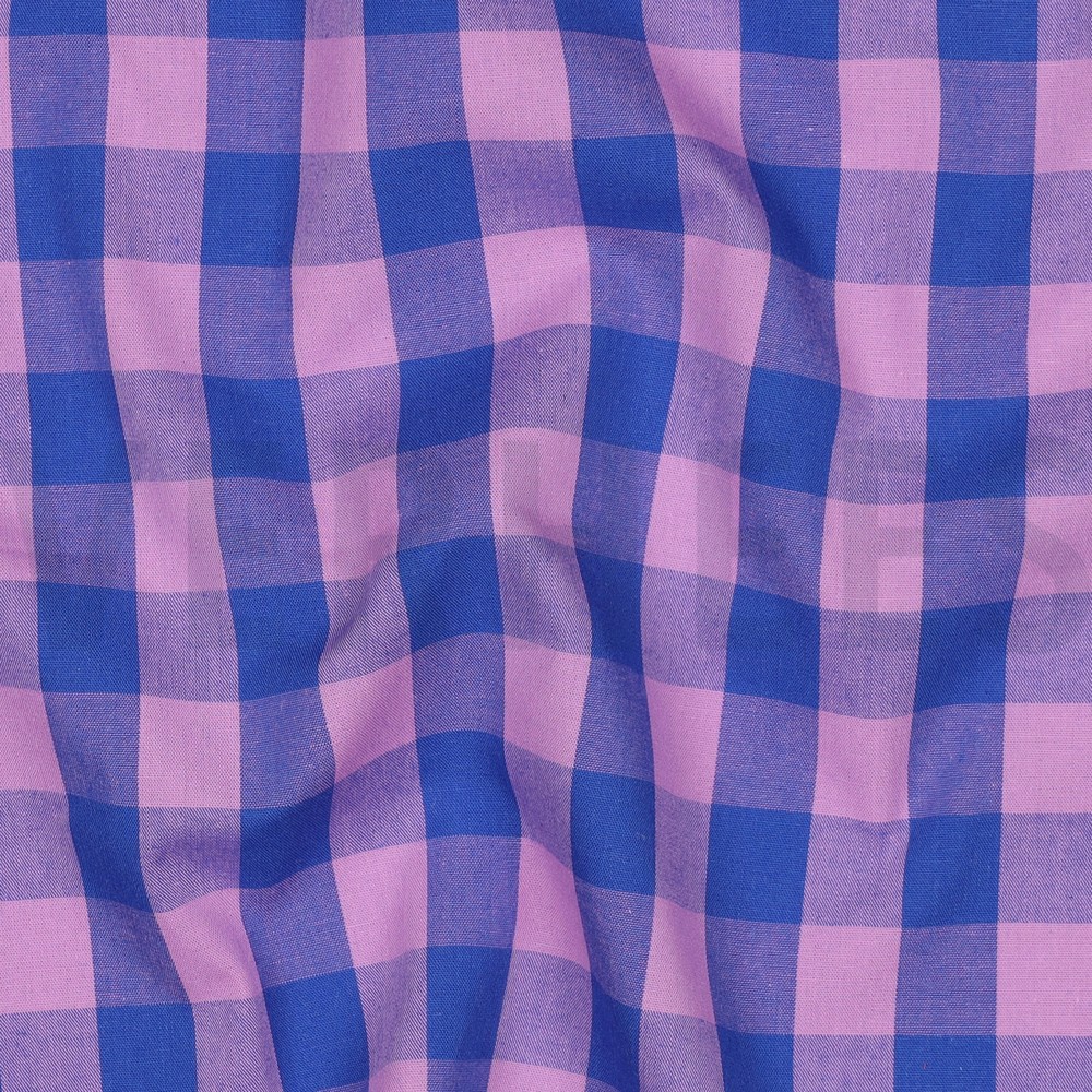 COTTON YARN DYED CHECKS LAVENDER/BLUE #7