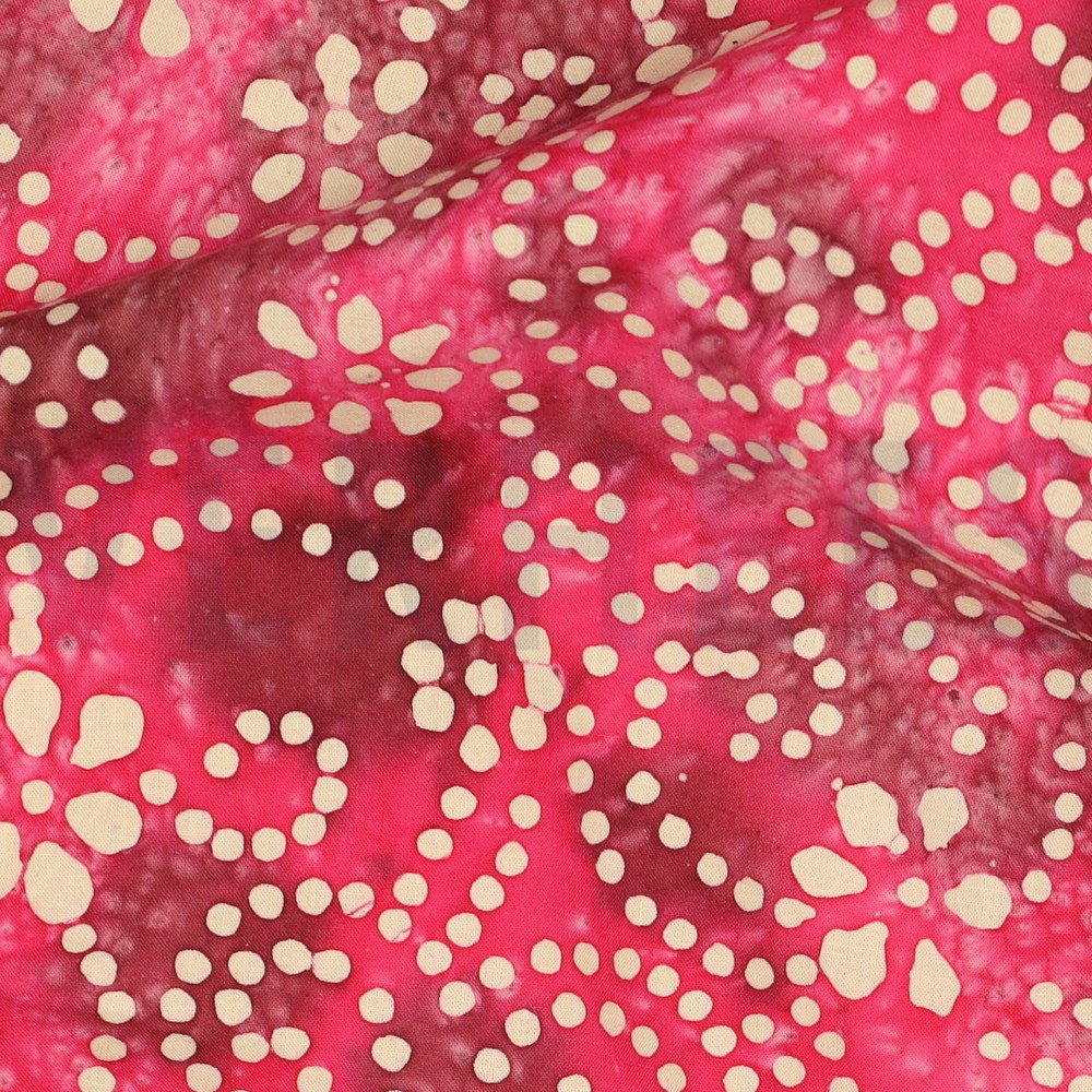 HANDGEMAAKTE BATIK KATOEN KERSENROOD #7