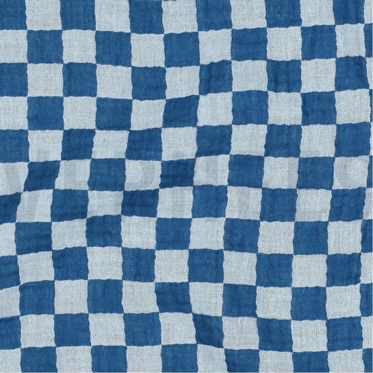 DOUBLE GAUZE DUBBELZIJDIGE RUITEN BLAUW #7