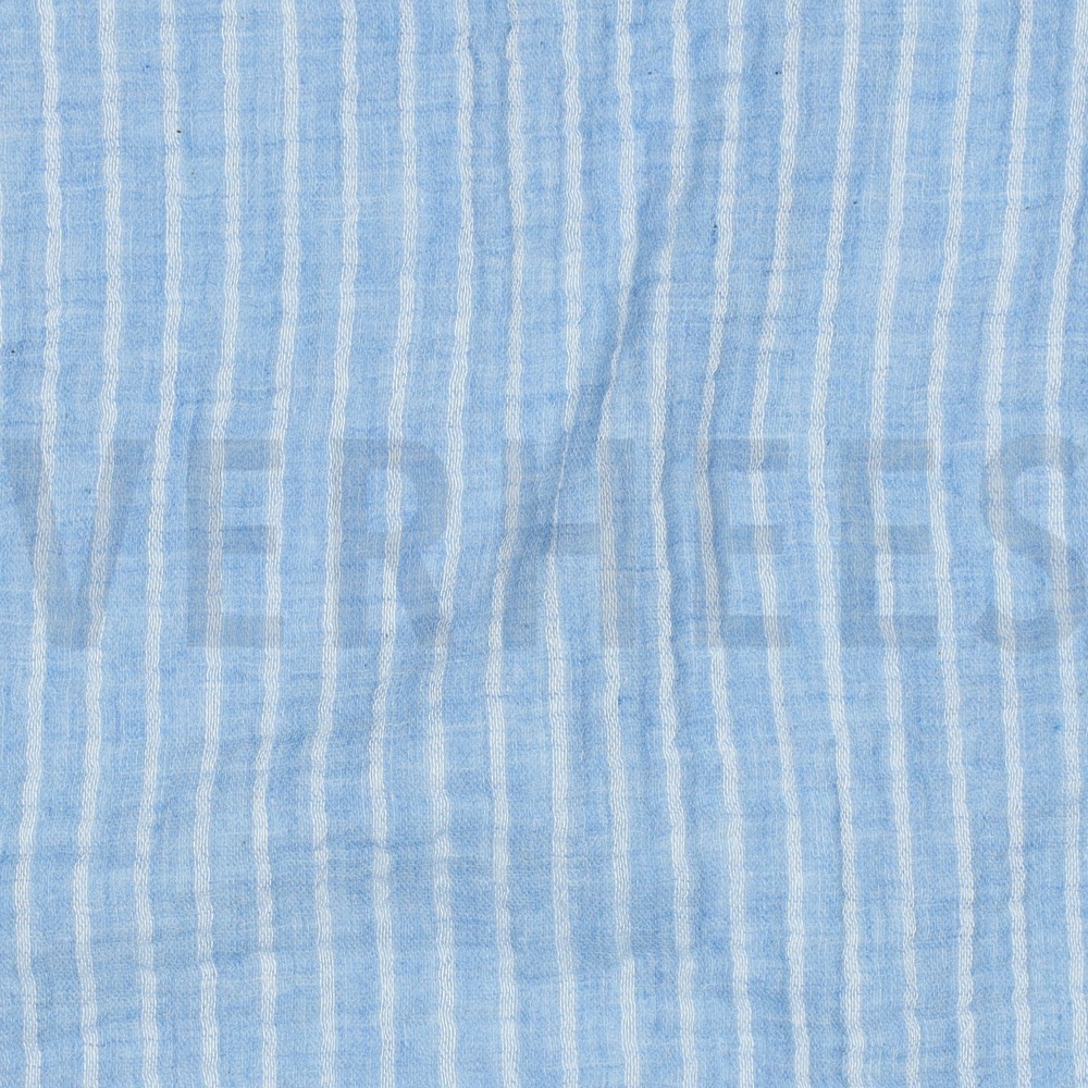MUSSELIN GARNGEFÄRBT STREIFEN HELLBLAU #7