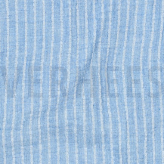 DOUBLE GAUZE YARN DYED STRIPES LIGHT BLUE #7
