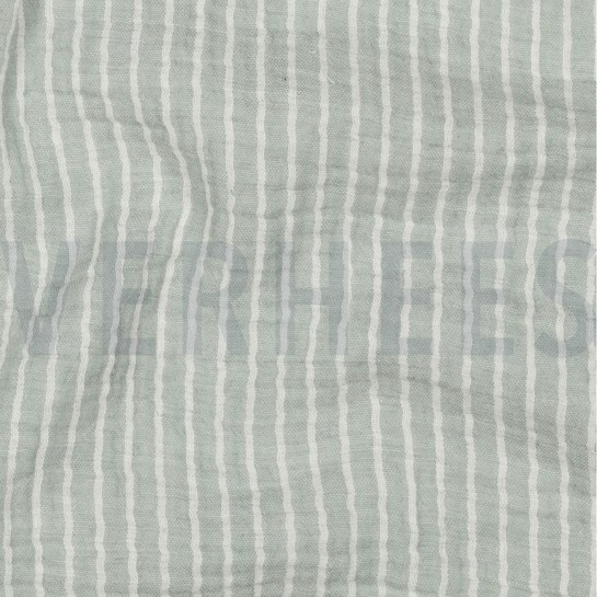 DOUBLE GAUZE GARENGEVERFD STREPEN OUDGROEN #7