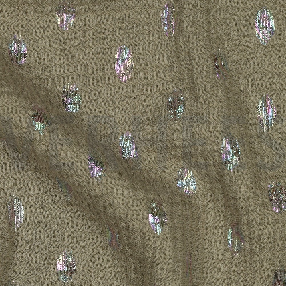 DOUBLE GAUZE FOIL SPOTS MOSS GREEN #7