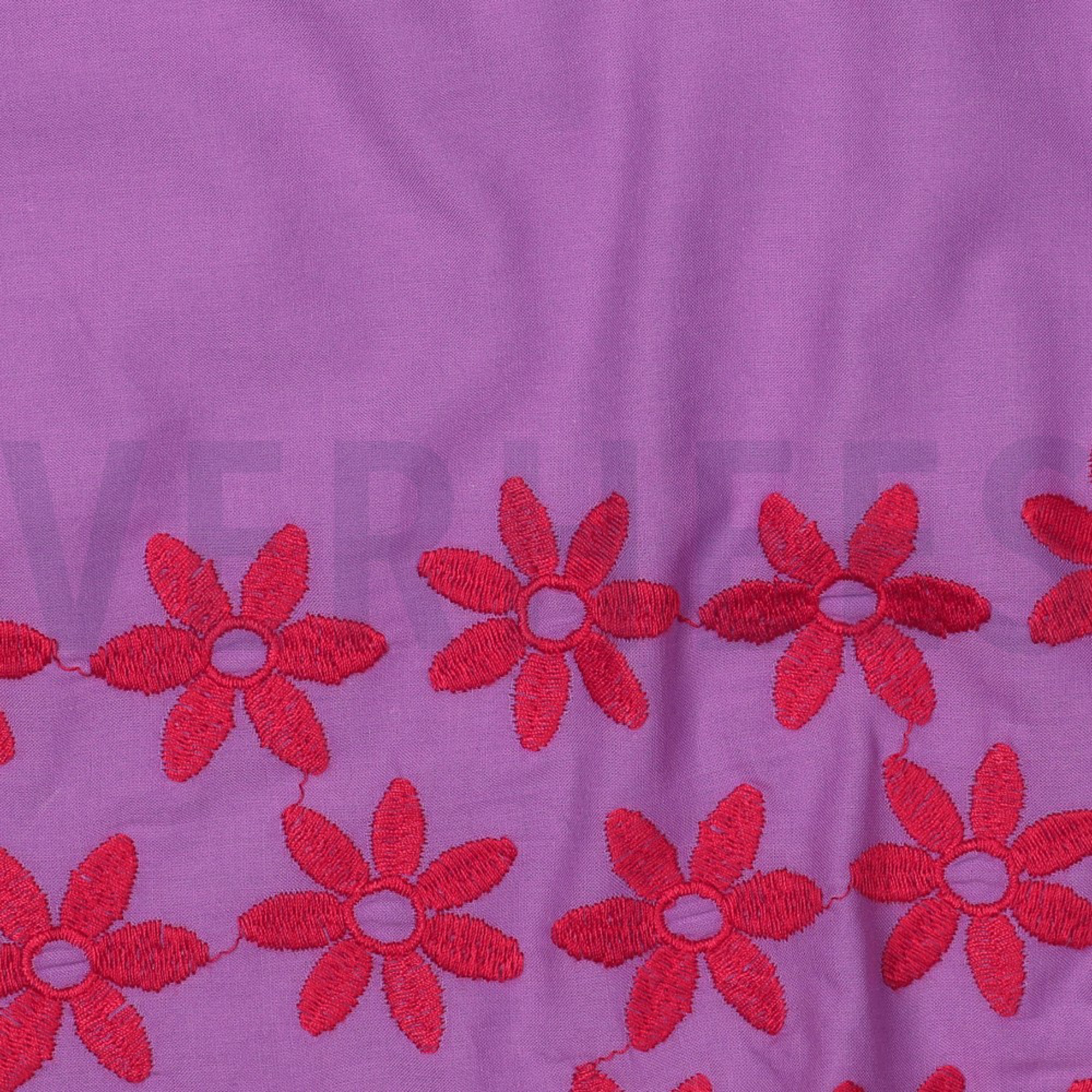 COTTON EMBROIDERY ONE-SIDE BORDER PURPLE/RED (high resolution) #2