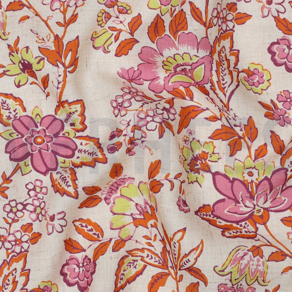 LINEN VISCOSE DIGITAL FLOWERS ECRU #7