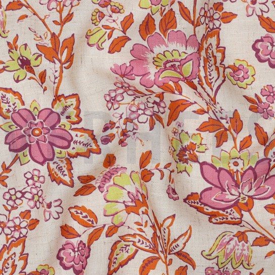 LINNEN VISCOSE DIGITAAL BLOEMEN ECRU #7