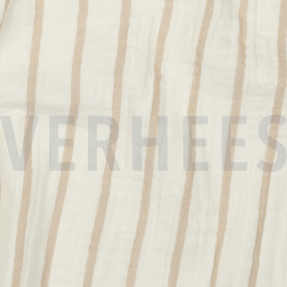 DOUBLE GAUZE GARENGEVERFD STREPEN BEIGE #7