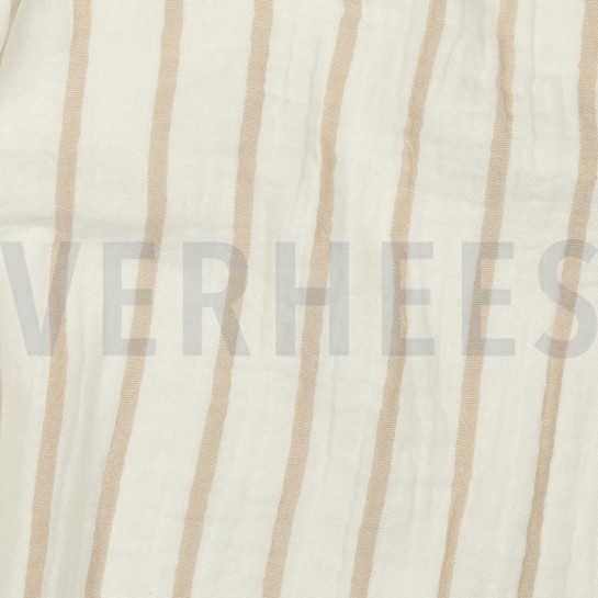 DOUBLE GAUZE GARENGEVERFD STREPEN BEIGE #7