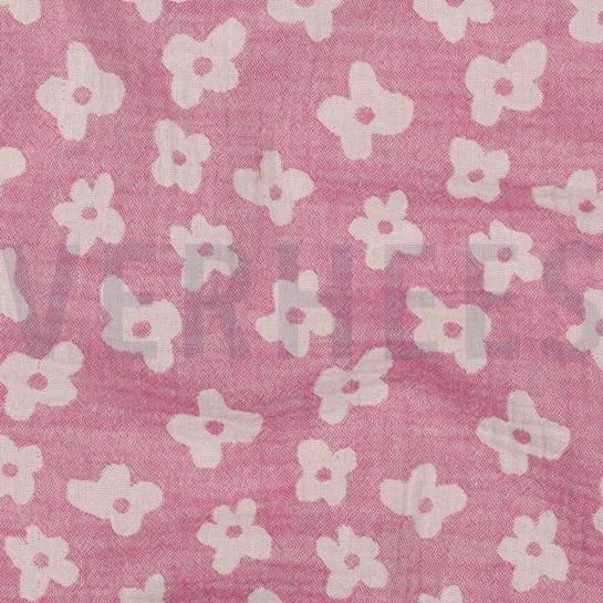 DOUBLE GAUZE JACQUARD FLOWERS CERISE #7