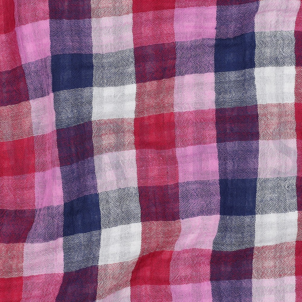 DOUBLE GAUZE DUBBELZIJDIGE RUITEN LILA/DONKERBLAUW #7