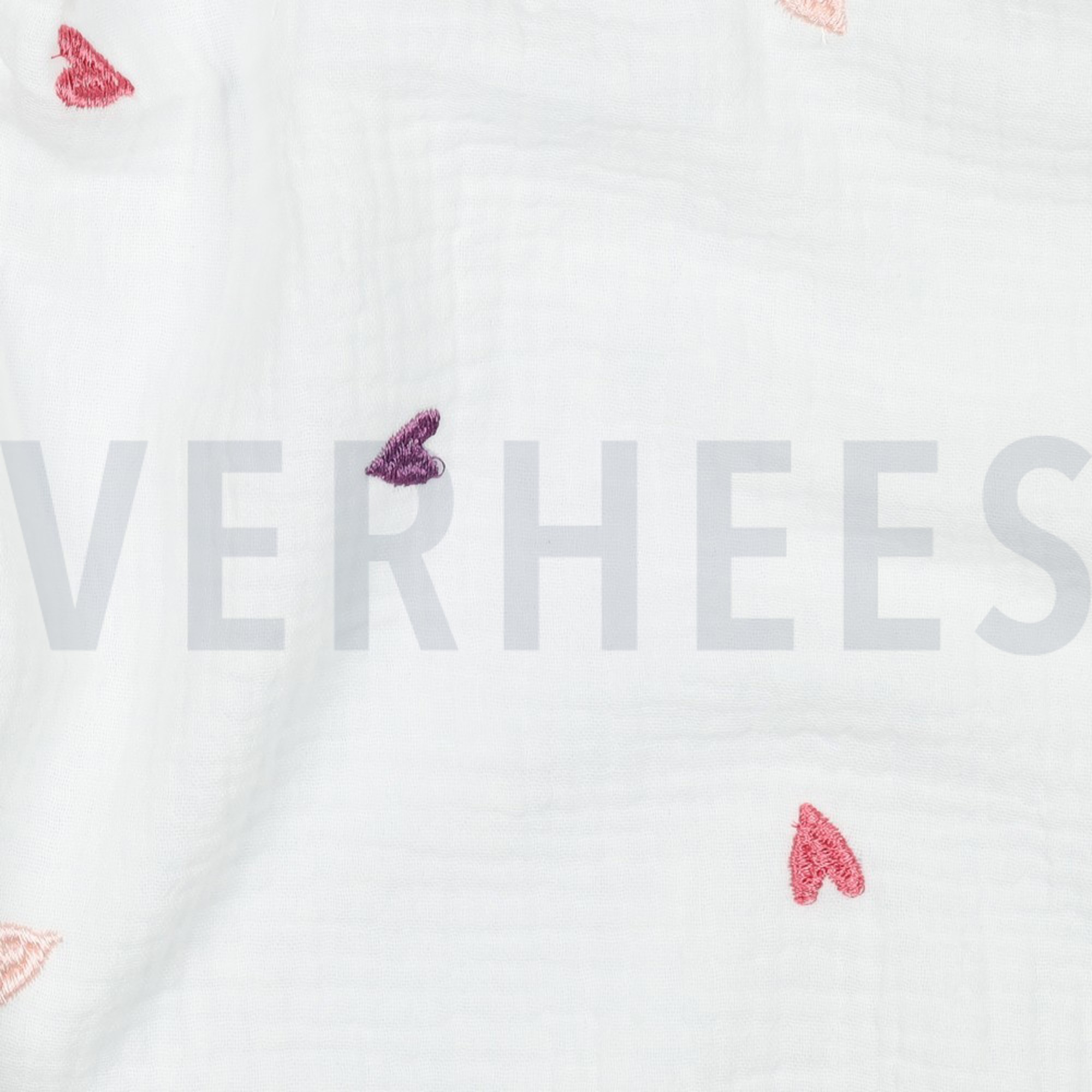 DOUBLE GAUZE EMBROIDERY HEARTS PINK/ORANGE (high resolution) #2