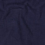 DOUBLE GAZE DE COTON BRODERIE FLEURS BLEU MARINE (thumbnail) #2