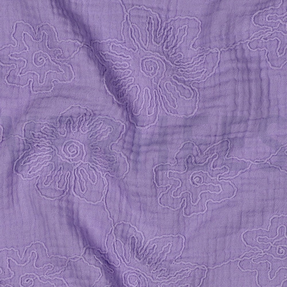 DOUBLE GAUZE EMBROIDERY BLOEMEN LILA #7