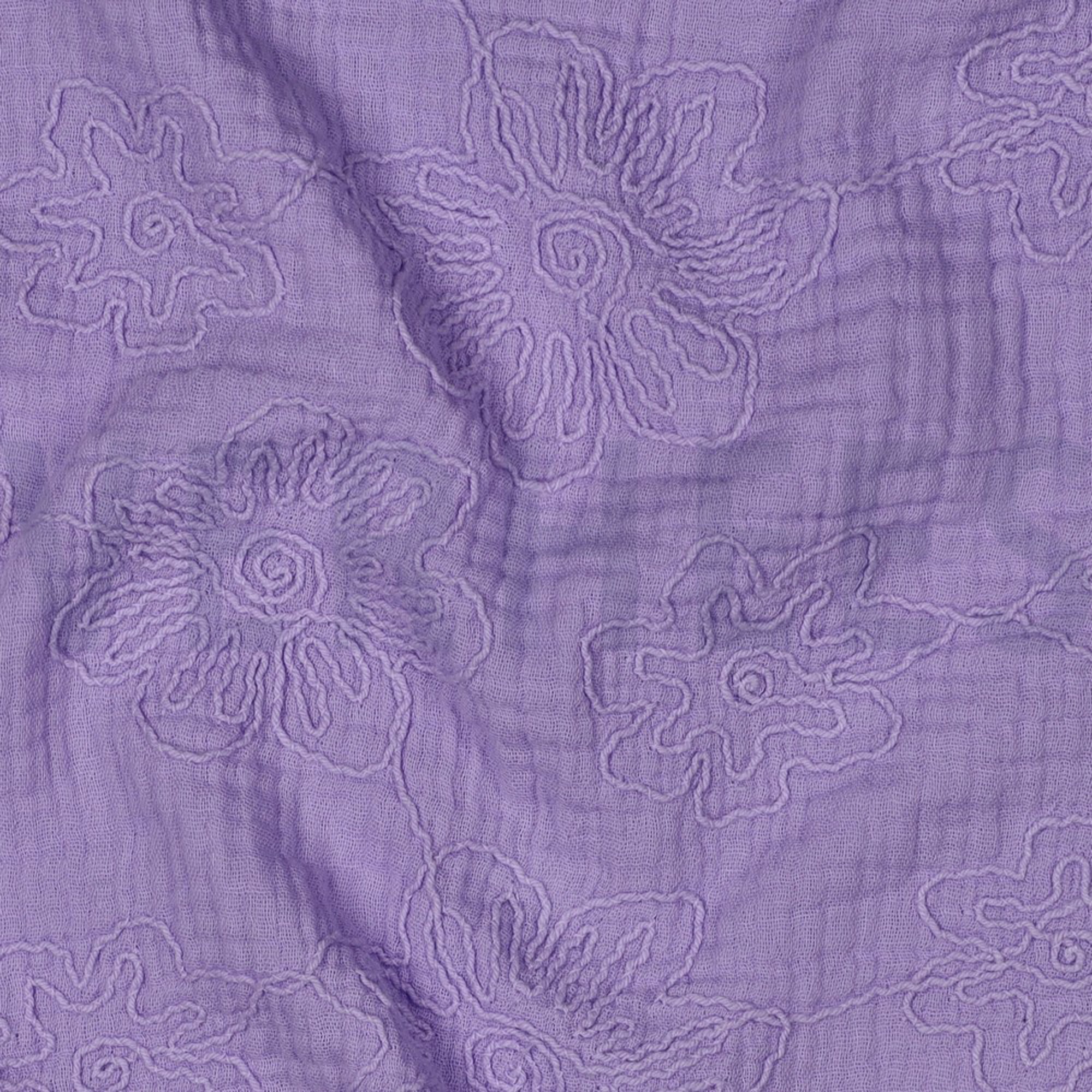 DOUBLE GAUZE EMBROIDERY BLOEMEN LILA (high resolution) #2