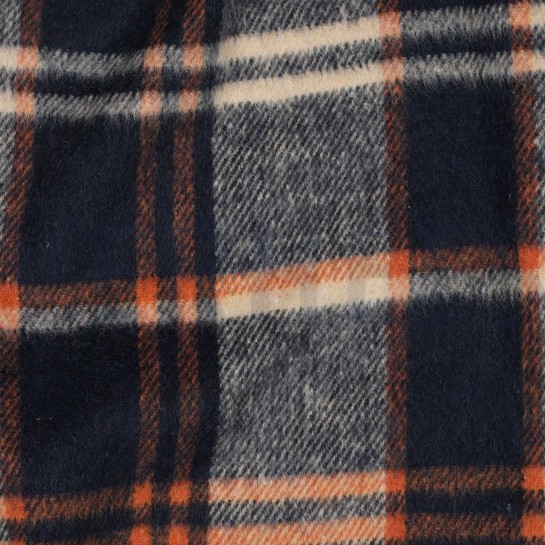 GEBÜRSTETER MANTELSTOFF GARNGEFÄRBT KAROS MARINEBLAU #7