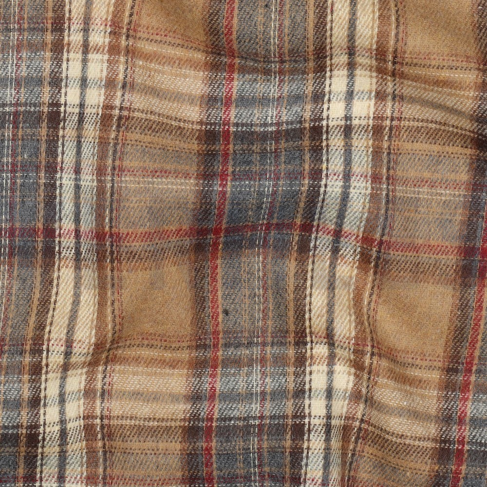 GEBORSTELDE MANTELSTOF GARENGEVERFD RUITEN BEIGE #7