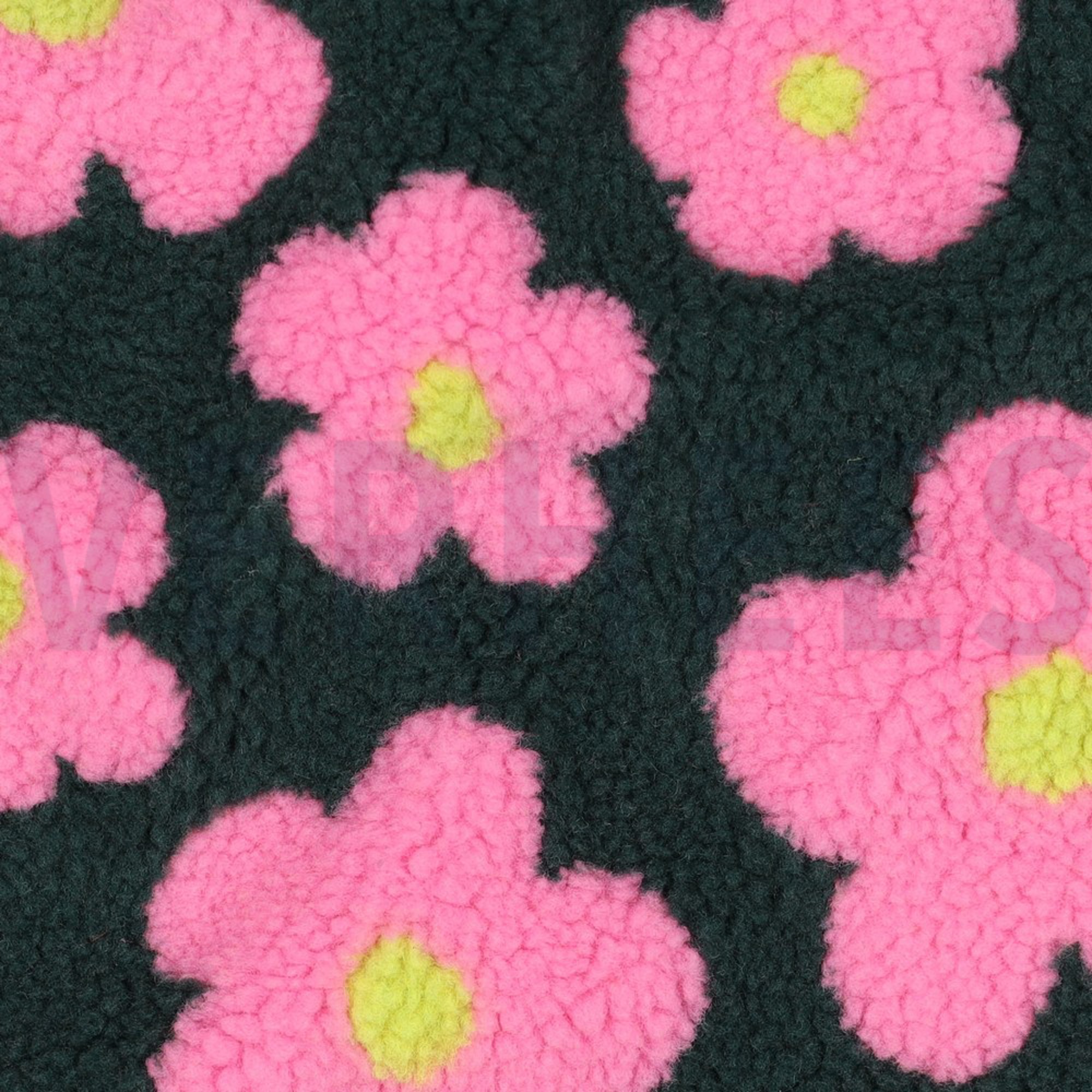 TEDDYSTOFF JACQUARD BLUMEN ARMYGRÜN/ROSA (high resolution) #2