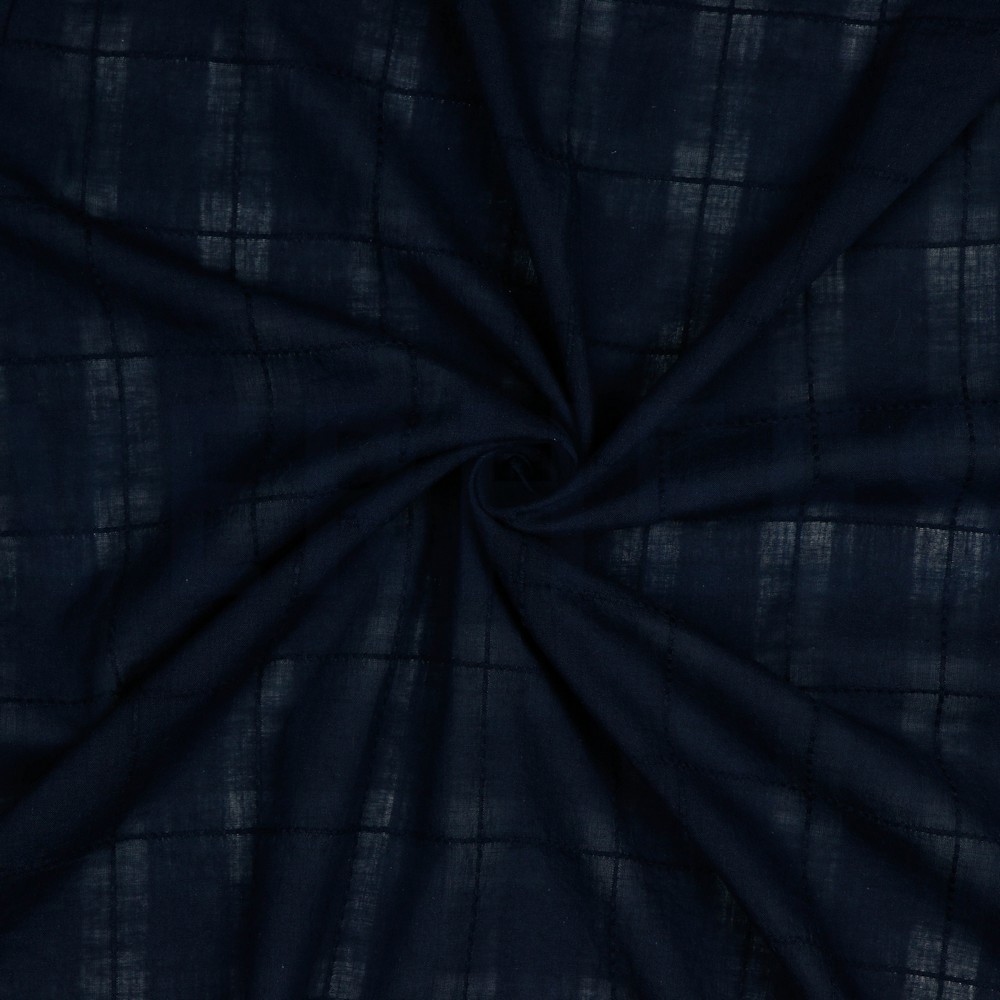 COTON VOILE DOBBY BLEU MARINE #7