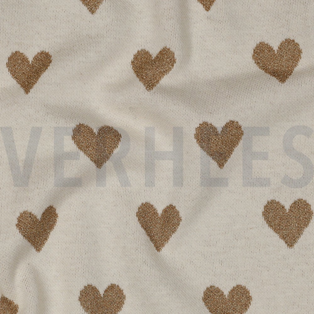 KNITTED JACQUARD LUREX HEARTS NATURAL #7