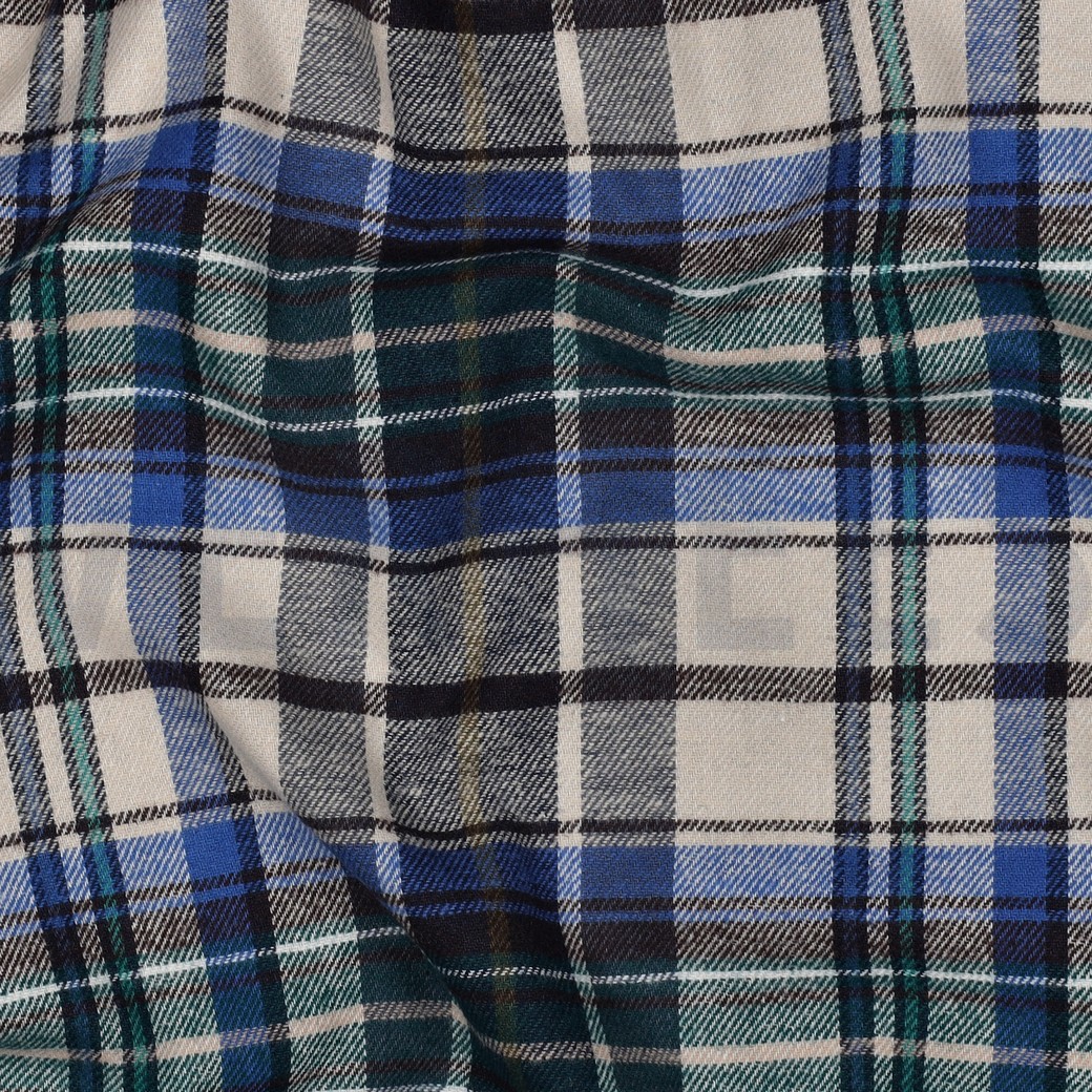 COTTON YARN DYED BRUSHED CHECKS BLUE #7