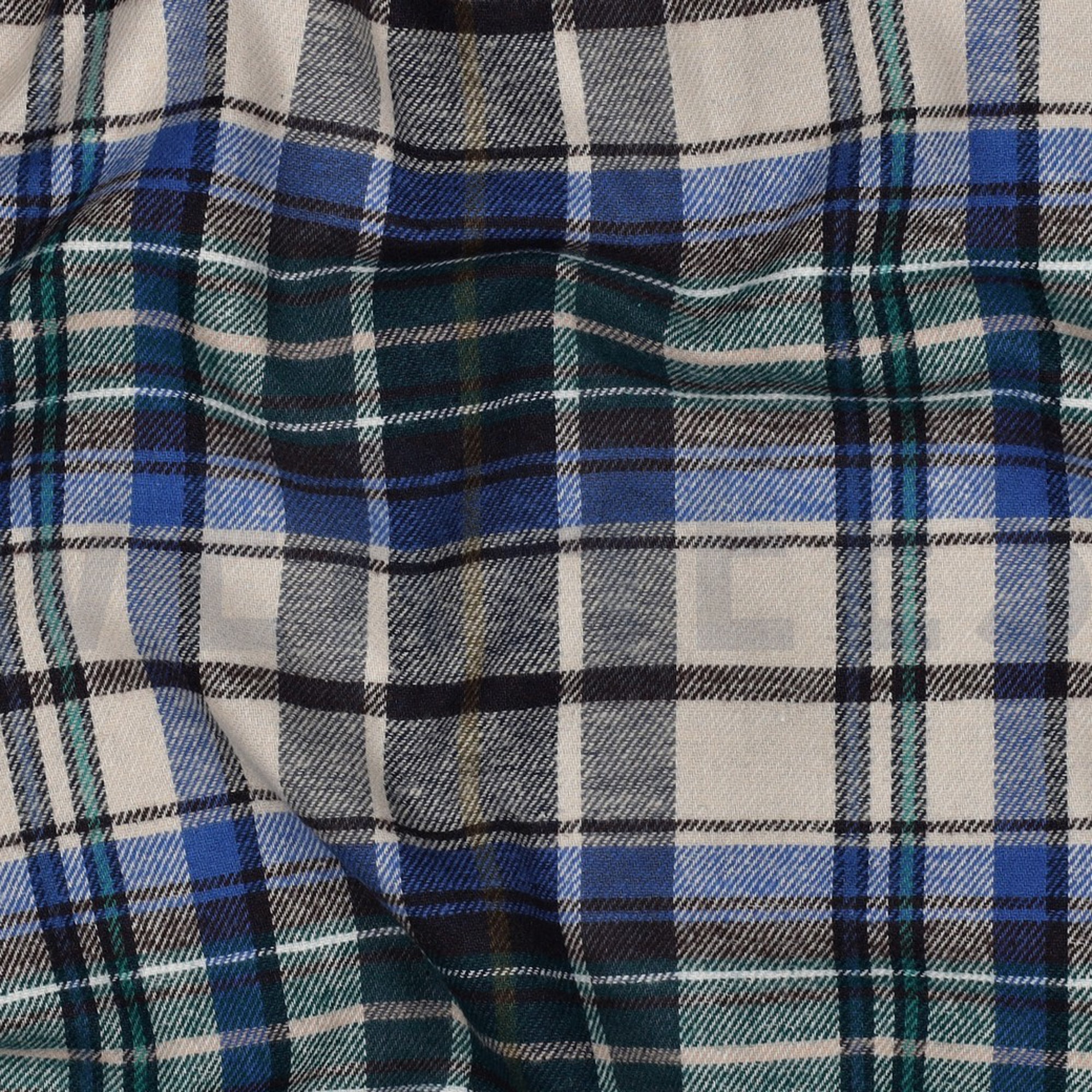 BAUMWOLLE GARNGEFÄRBT ANGERAUT KAROS BLAU (high resolution) #2