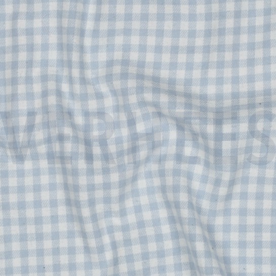 BAUMWOLLE GARNGEFÄRBT ANGERAUT KAROS HELLBLAU #7