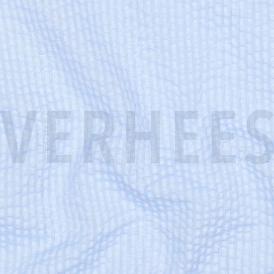 BAUMWOLLE SEERSUCKER GARNGEFÄRBT STREIFEN BLAU #7