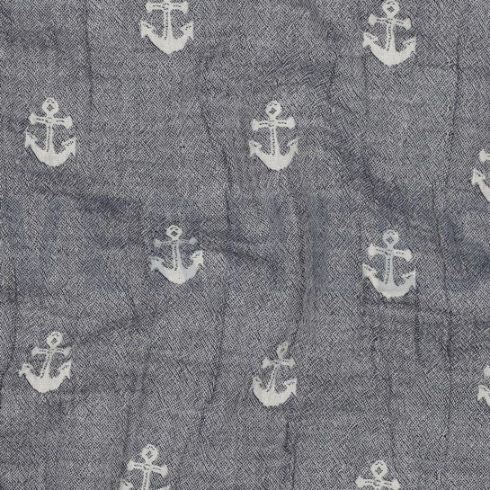 MUSSELIN JACQUARD ANKER ZWEISEITIG MARINEBLAU #7