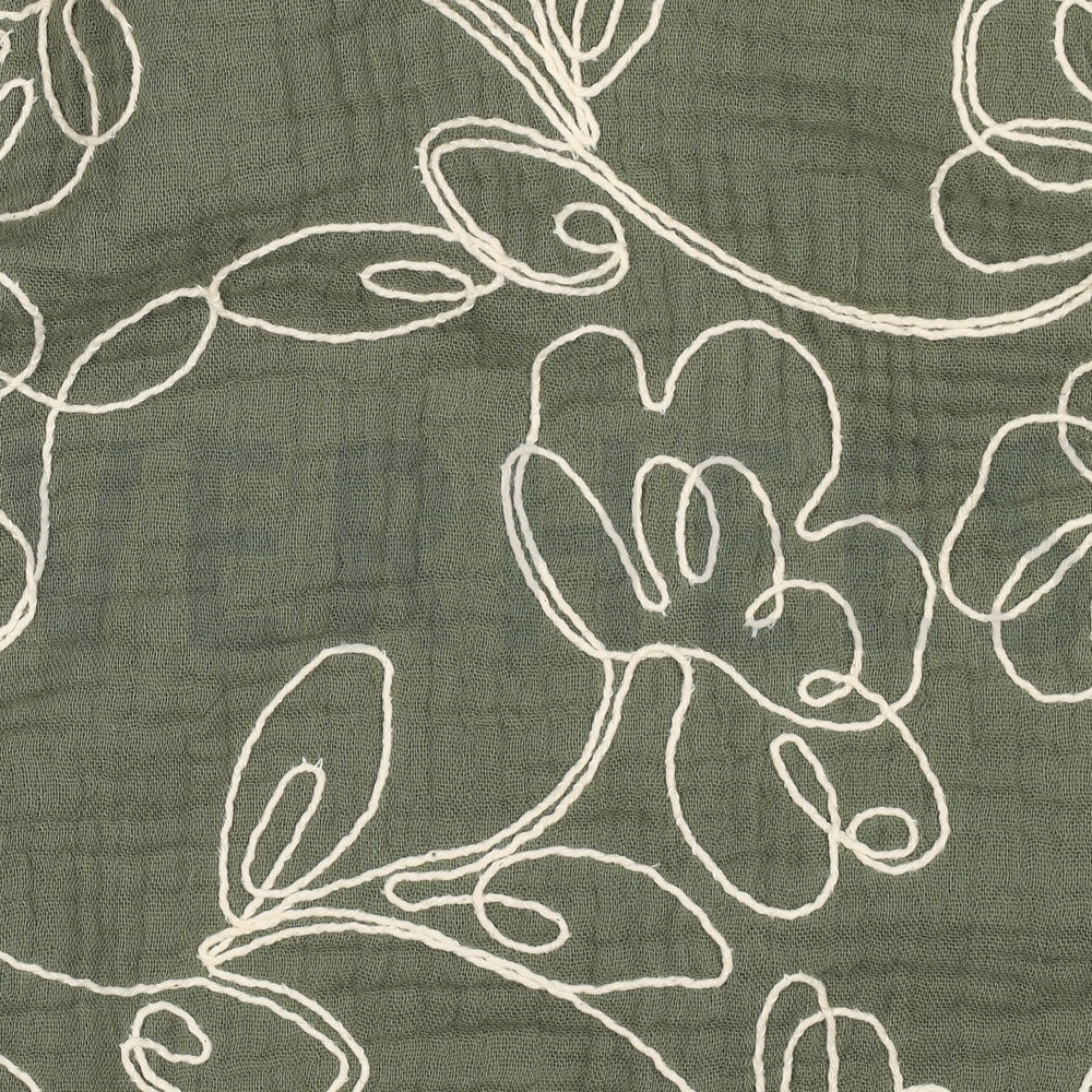 DOUBLE GAUZE EMBROIDERY BLOEMEN AUGURK #7