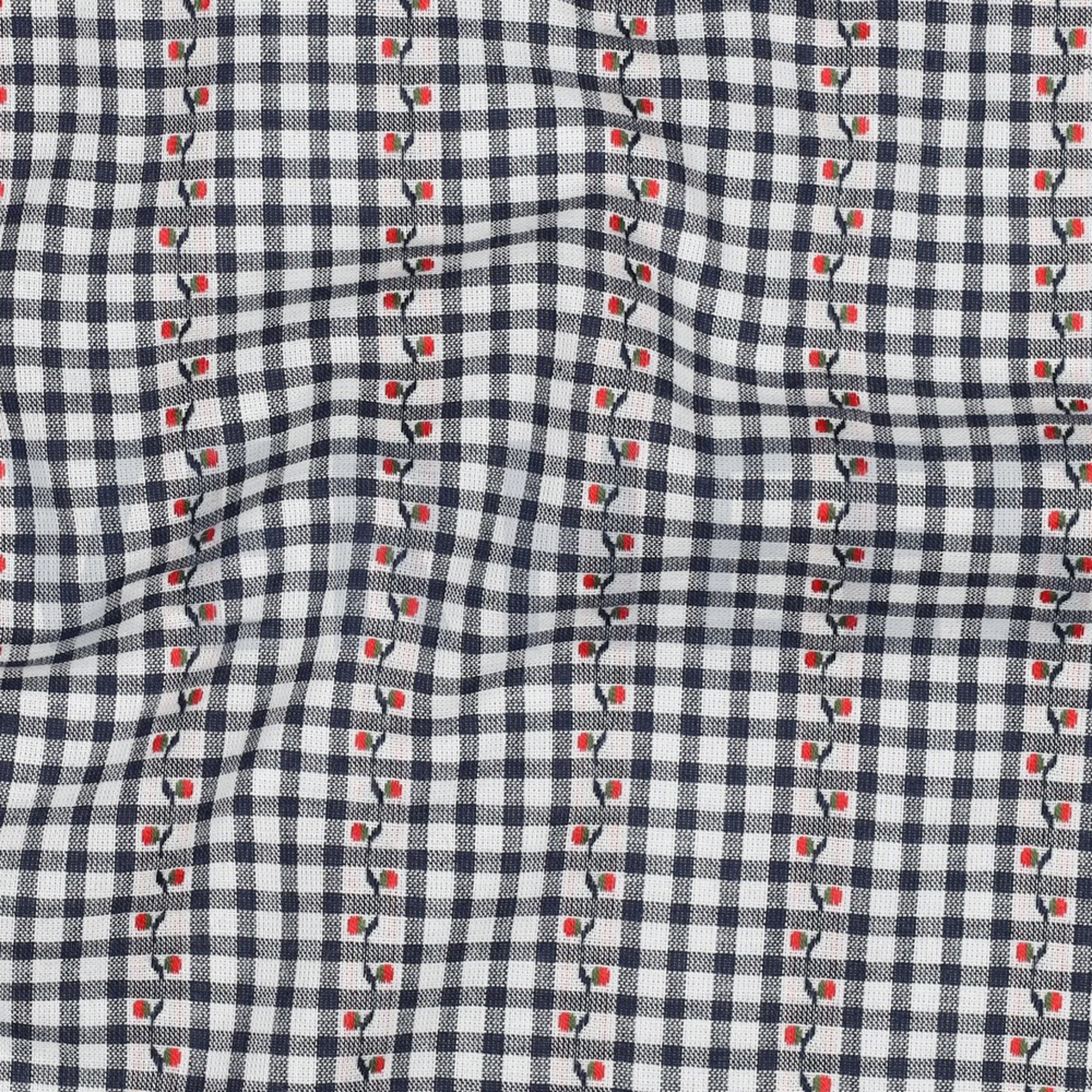 KATOEN JACQUARD BLOEMEN MARINEBLAUW (high resolution) #2