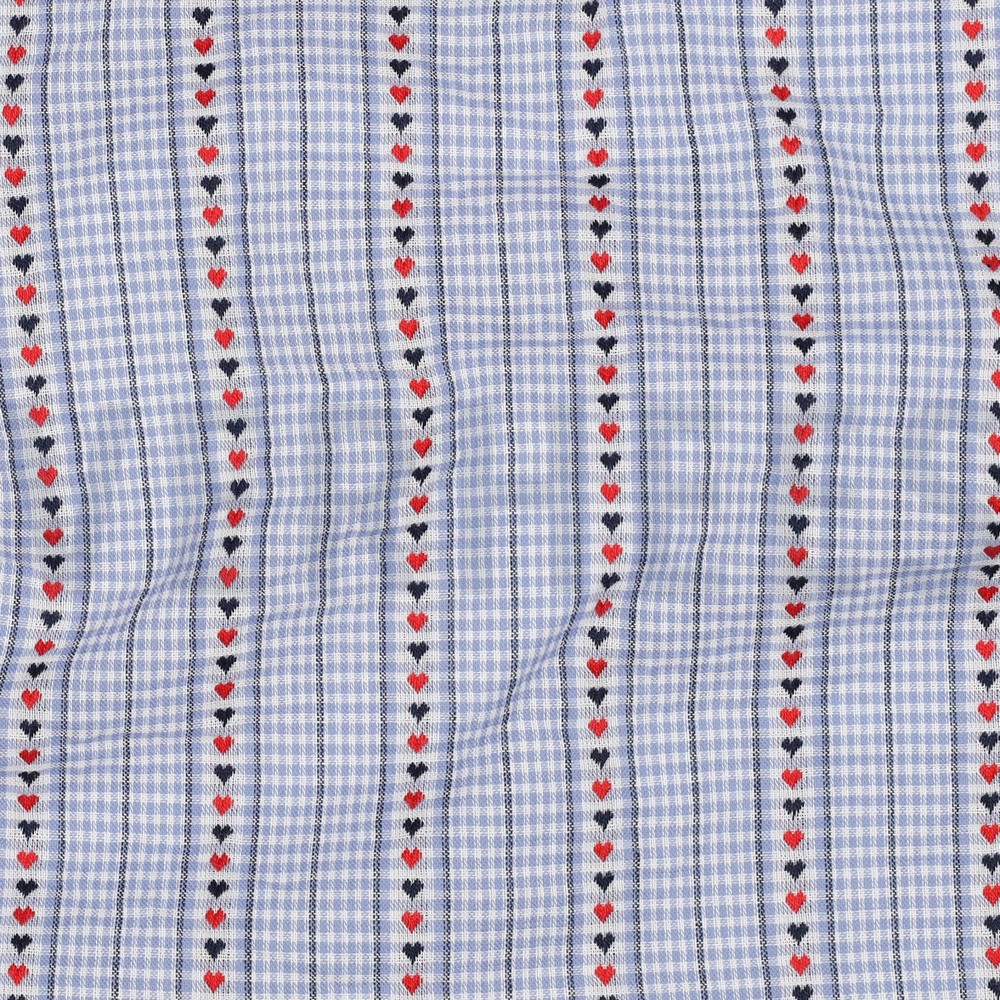 COTON JACQUARD COEURS BLEU CLAIR #7
