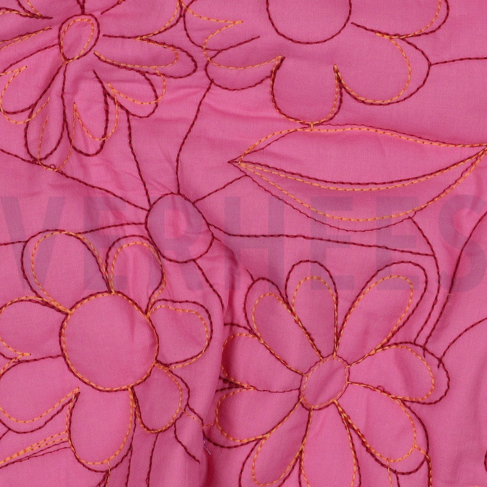 COTON MATELASSÉ FLEURS ROSE #7