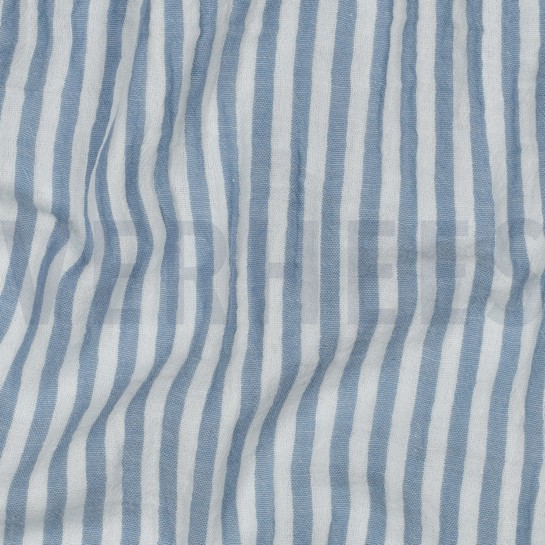 MUSSELIN GARNGEFÄRBT STREIFEN BLAU #7