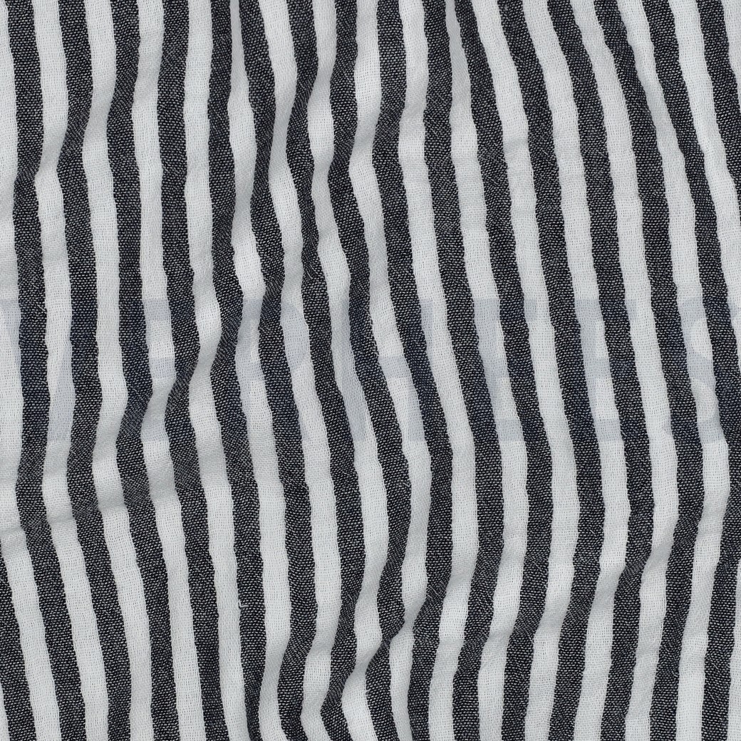 MUSSELIN GARNGEFÄRBT STREIFEN MARINEBLAU #7