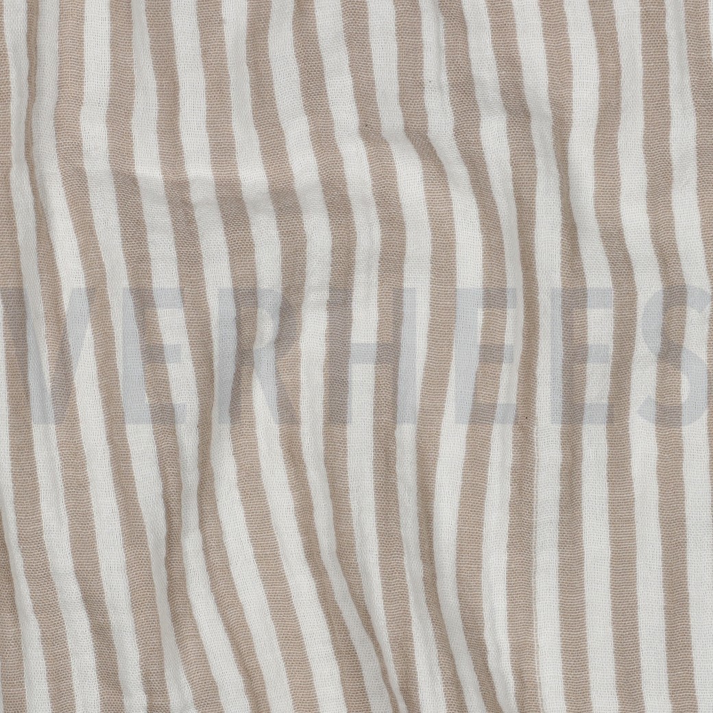 DOUBLE GAUZE YARN DYED STRIPES BEIGE #7