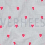 DOUBLE GAUZE EMBROIDERY NEON HEARTS WHITE (thumbnail) #2