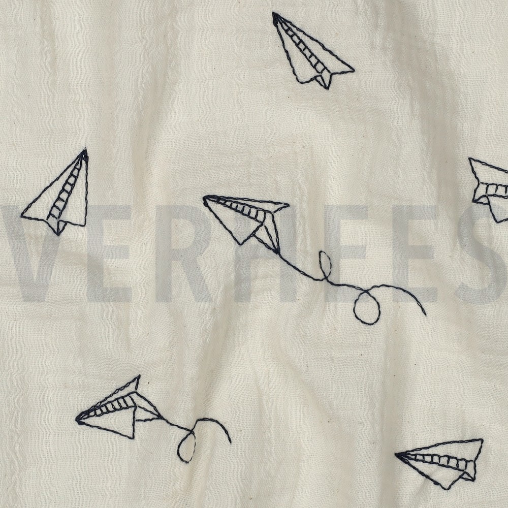 MUSSELIN STICKEREI PAPIERFLIEGER NATUR #7
