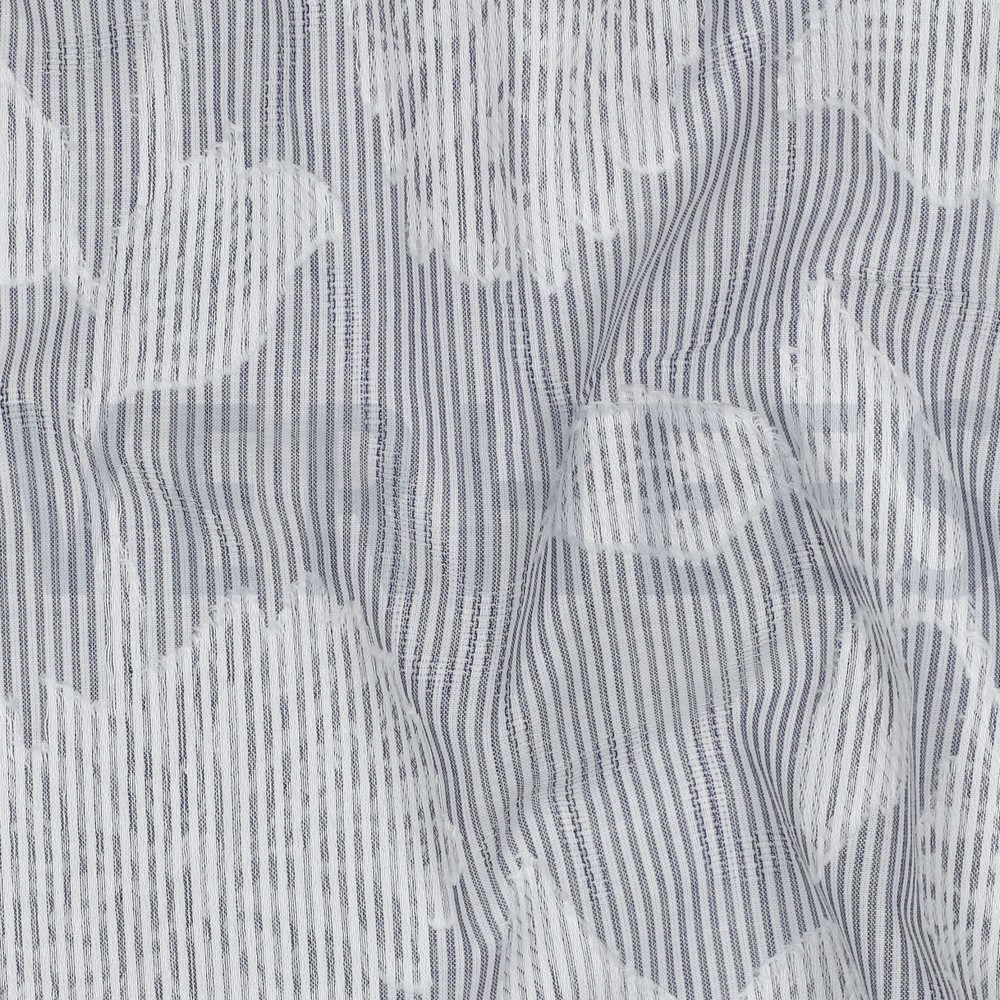 COTON TEINT ET FIL RAYURES JACQUARD FLEURS BLEU MARINE #7