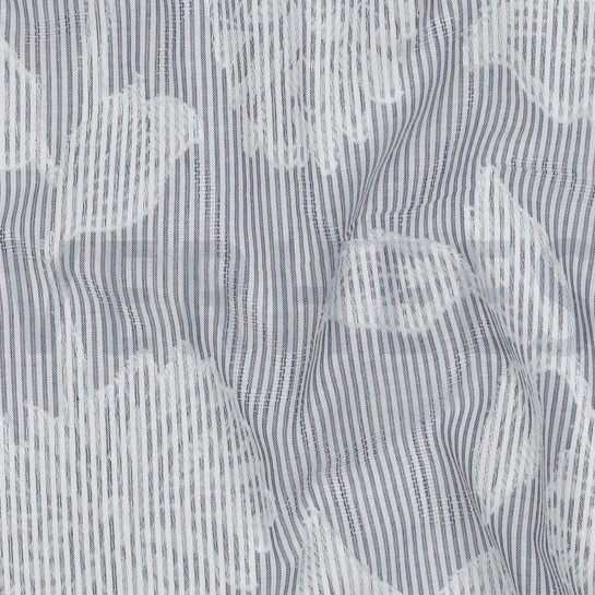 KATOEN GARENGEVERFD STREPEN JACQUARD BLOEMEN MARINEBLAUW #7