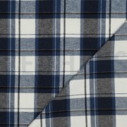 BAUMWOLLE GARNGEFÄRBT ANGERAUT KAROS MARINEBLAU (thumbnail) #2