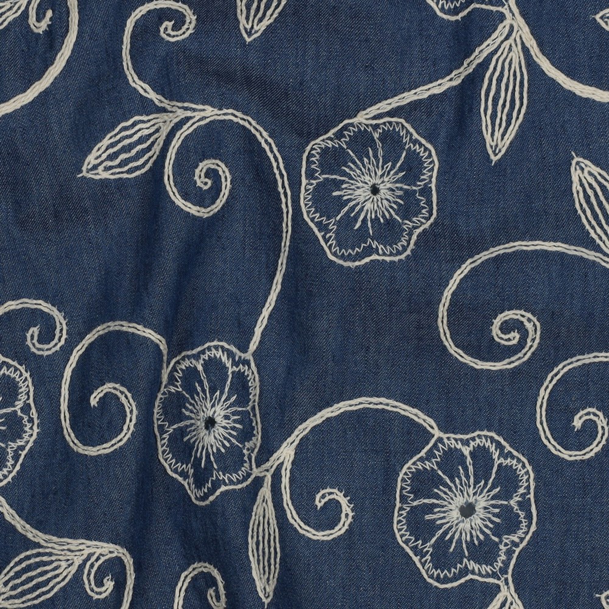 DENIM STICKEREI BLUMEN JEANSBLAU (high resolution) #2