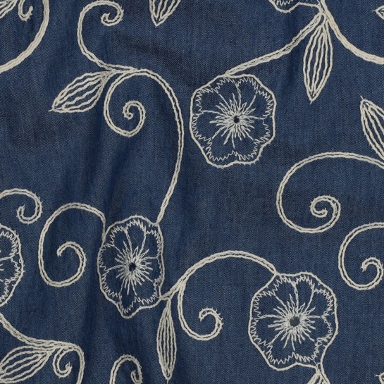 DENIM STICKEREI BLUMEN JEANSBLAU #7