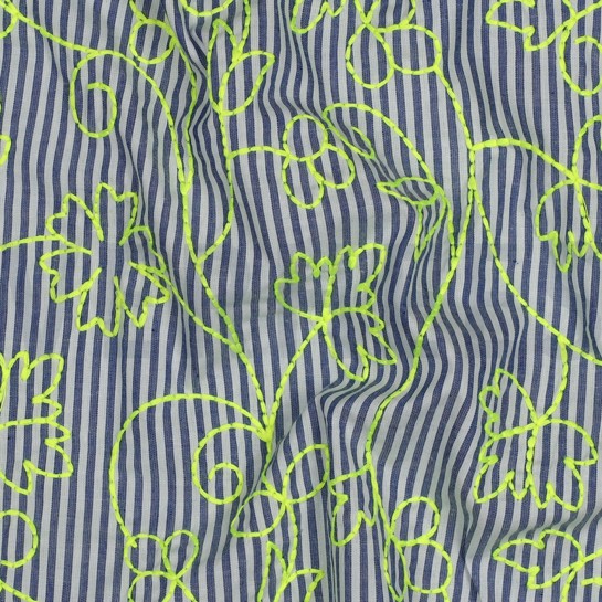 COTTON STRIPES NEON EMBROIDERY GREEN NEON #7