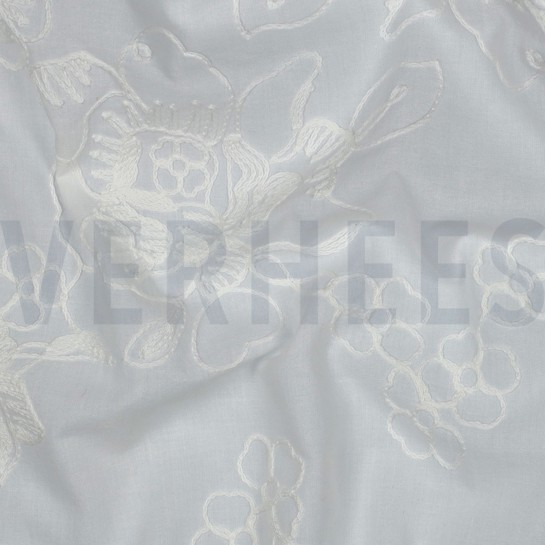 COTTON VOILE EMBROIDERY FLOWERS WHITE #7