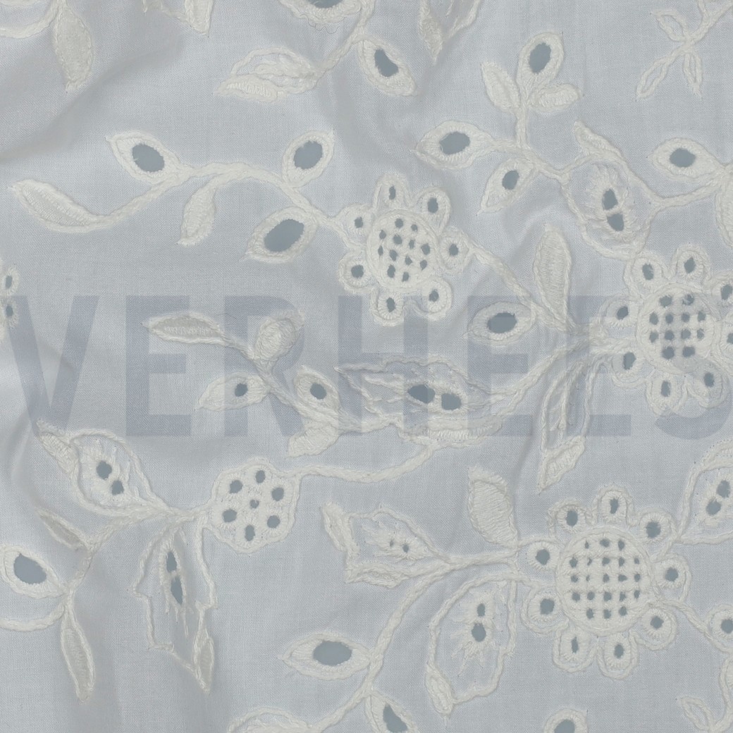 COTTON VOILE ONE-SIDE BORDER ONE-SIDE SCALLOP WHITE #7