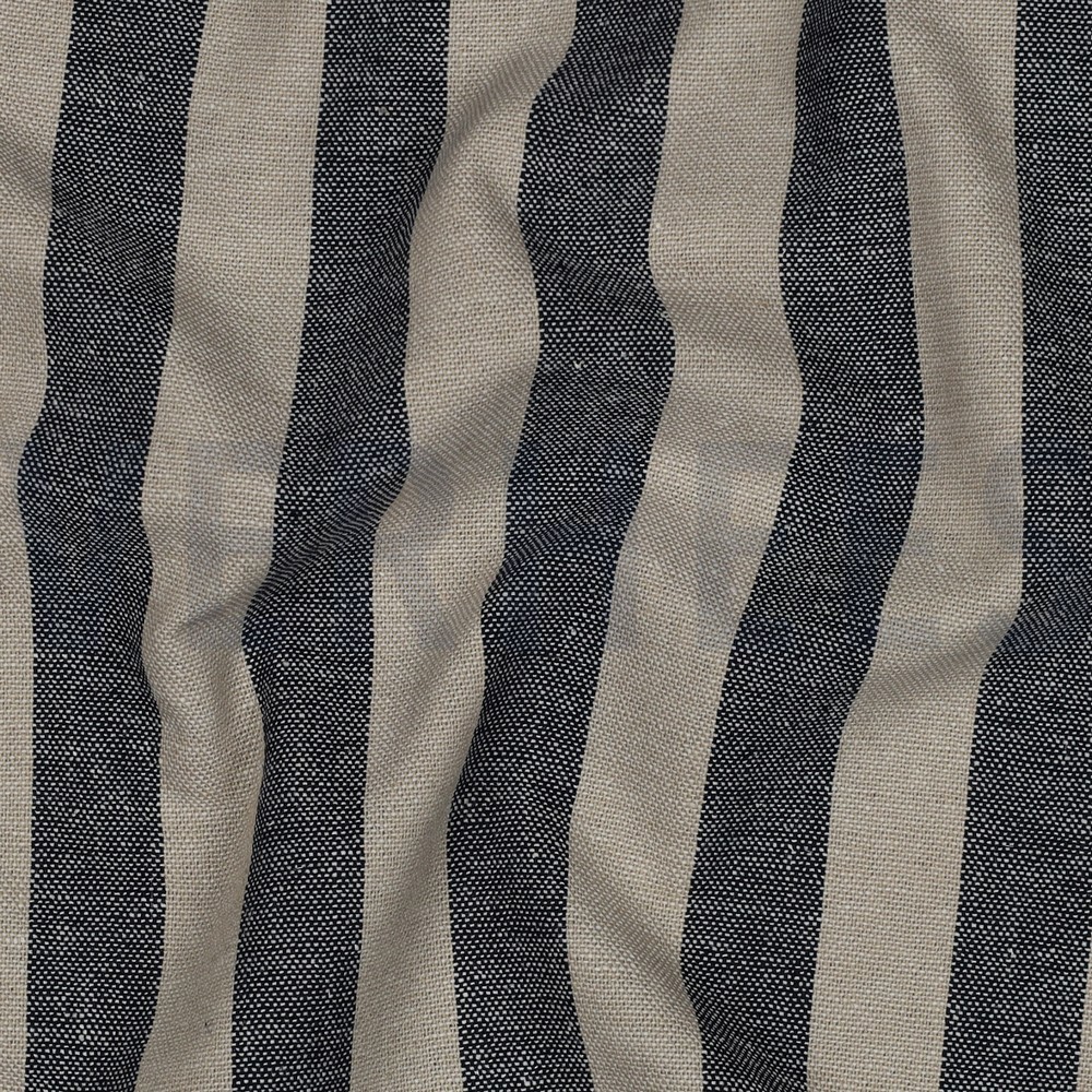 LINEN VISCOSE YARN DYED STRIPES NAVY #7