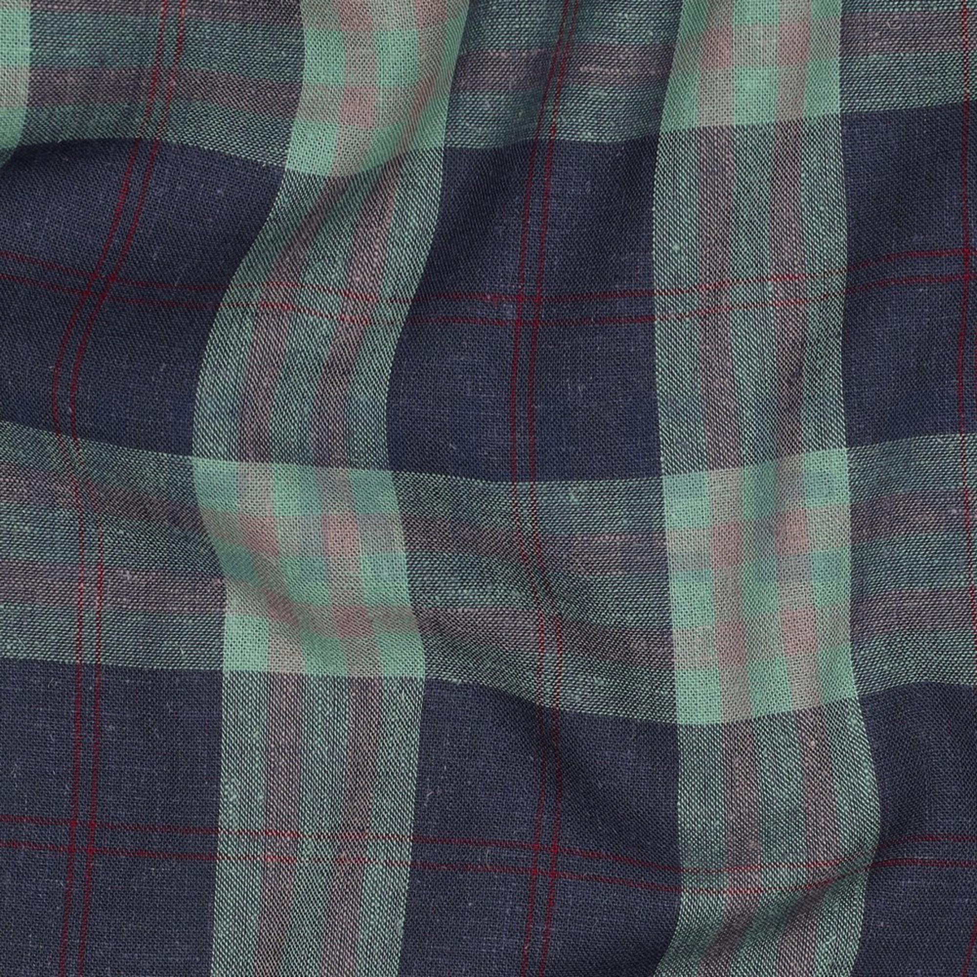 LEINEN VISKOSE GARNGEFÄRBTE KAROS GRÜN (high resolution) #2